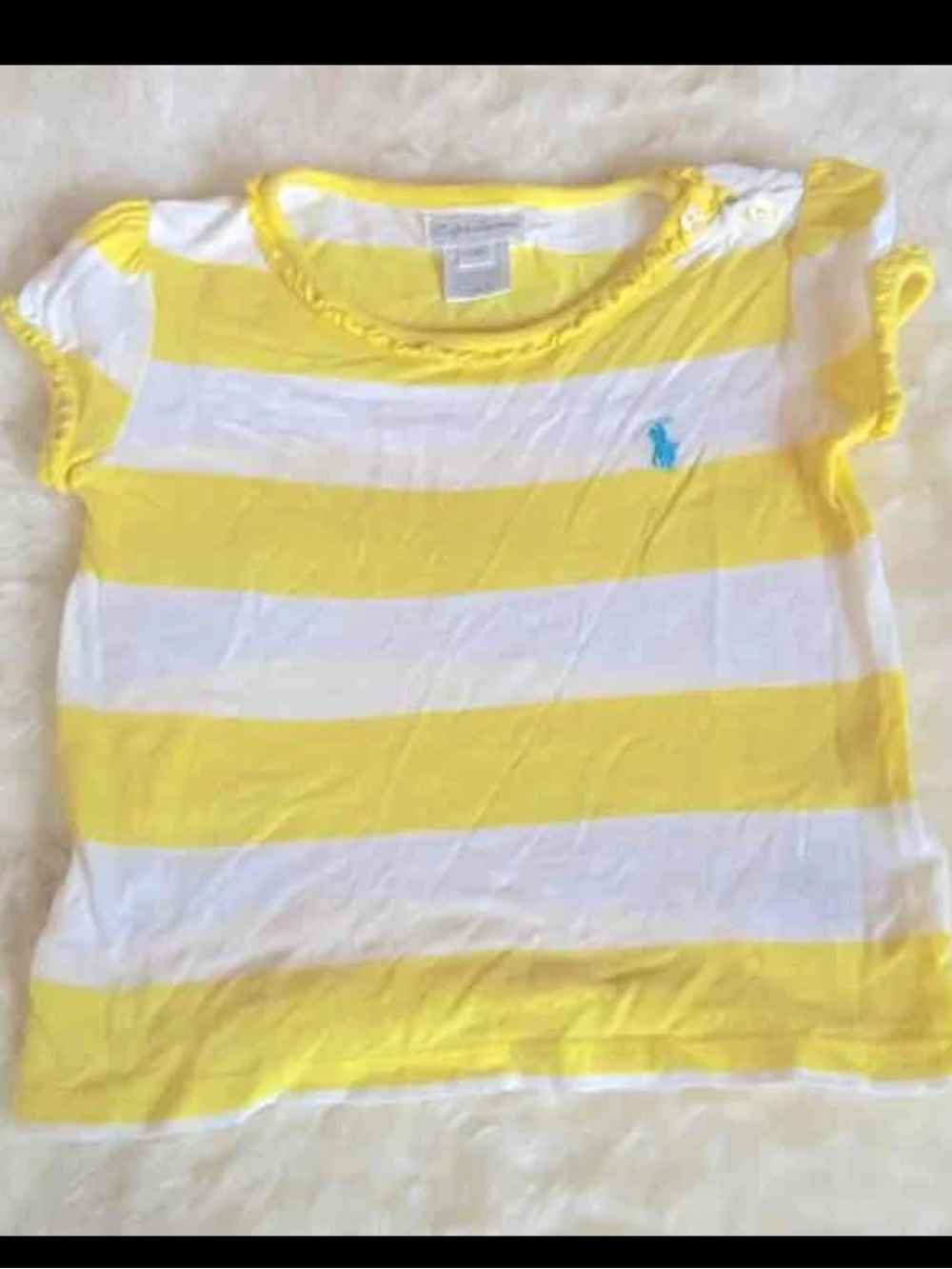 Ralph Lauren Yellow & White Striped Girls Short Sleeve Tee